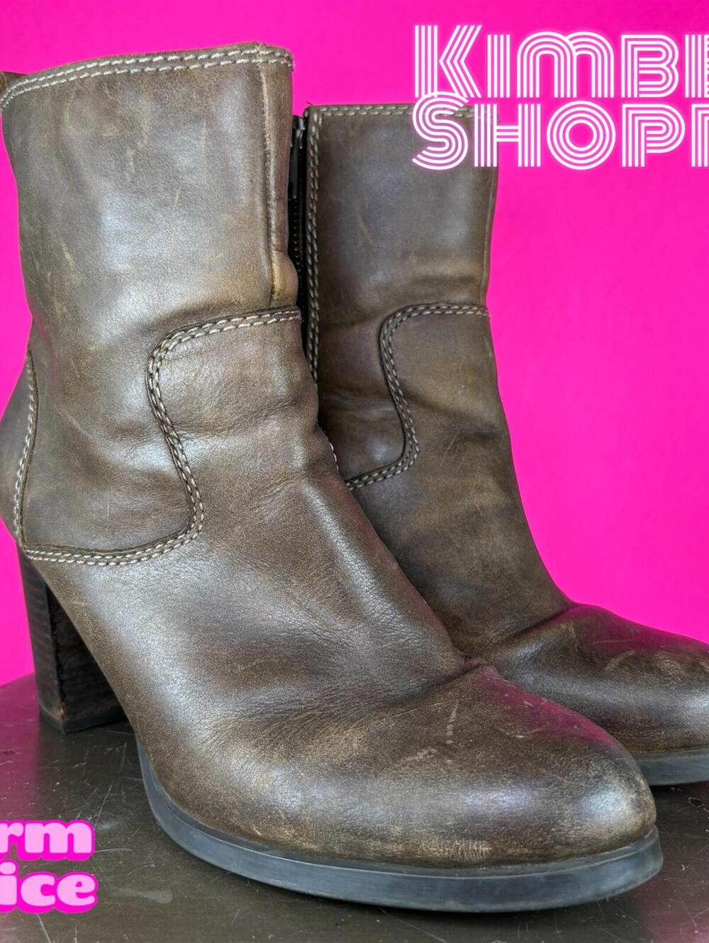 Sperry Top Sider Dasher Grace Brown Leather Stacked Heel Ankle Boot US 8.5 UK 6